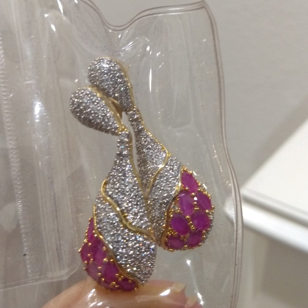 Ruby CZ earrings fashion - look real